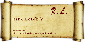 Rikk Lotár névjegykártya